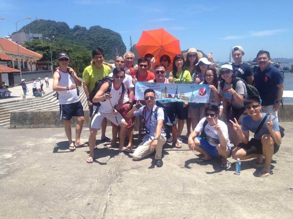 Travelers with the Asia Travel Expert team in Halong Bay, Vietnam