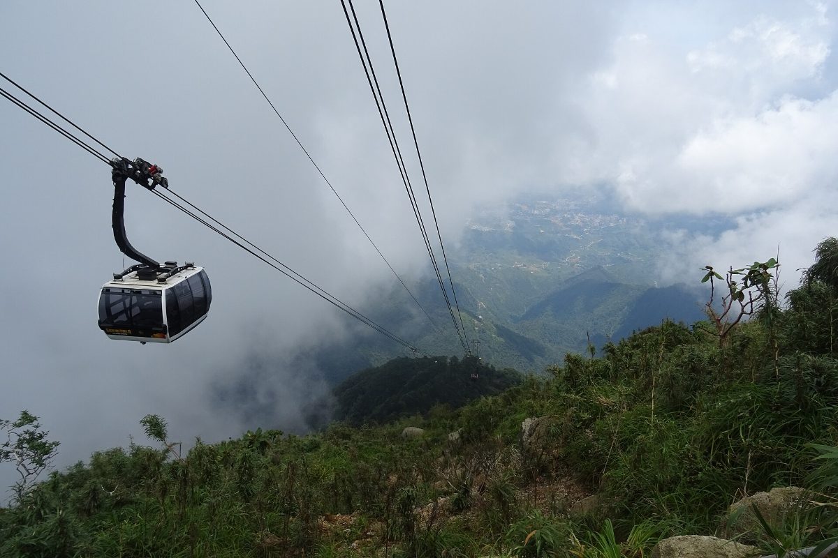 Fansipan cable car cabin above the clouds in Sapa, Lao Cai