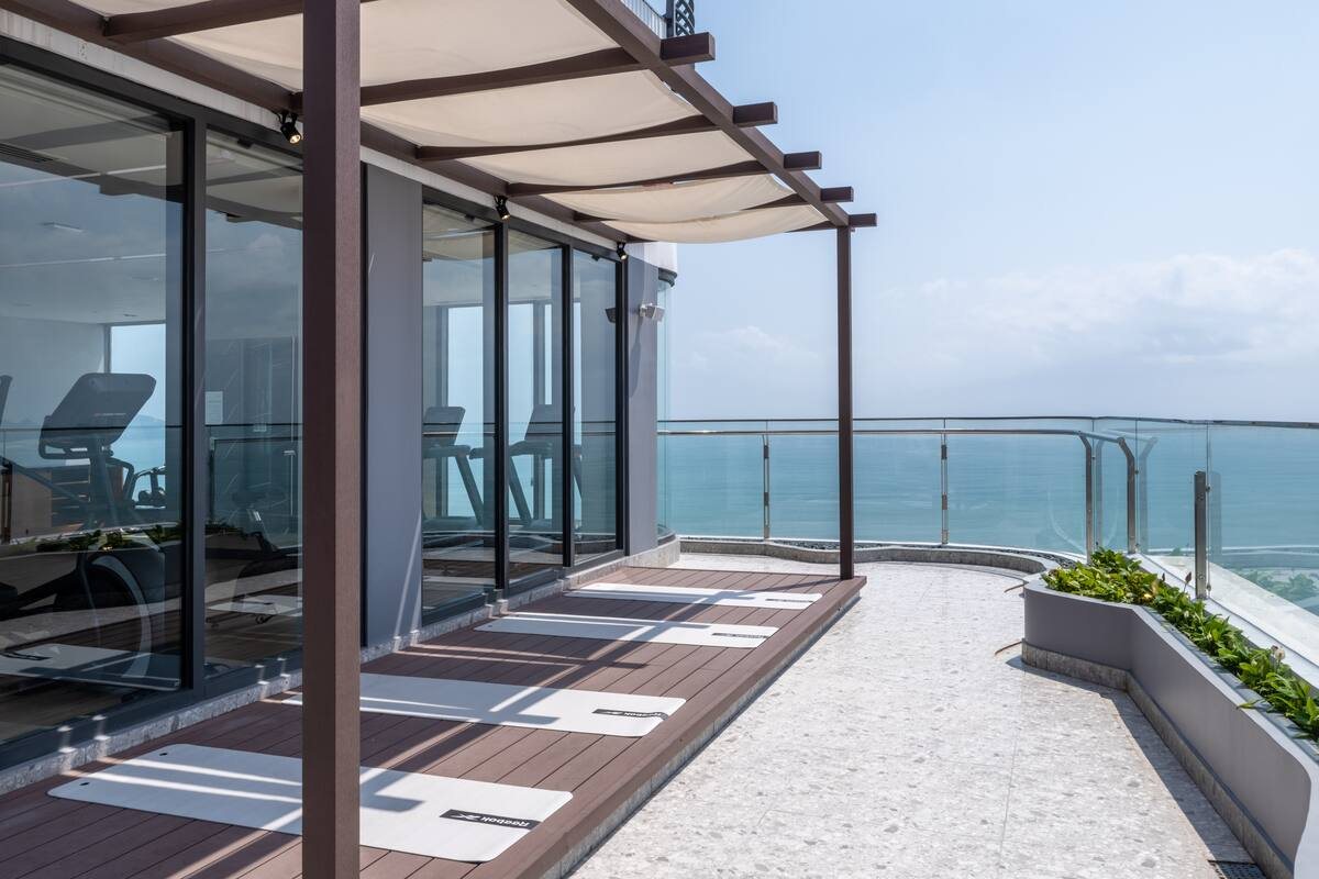 Yoga deck with an ocean view at Hilton Garden Inn Da Nang