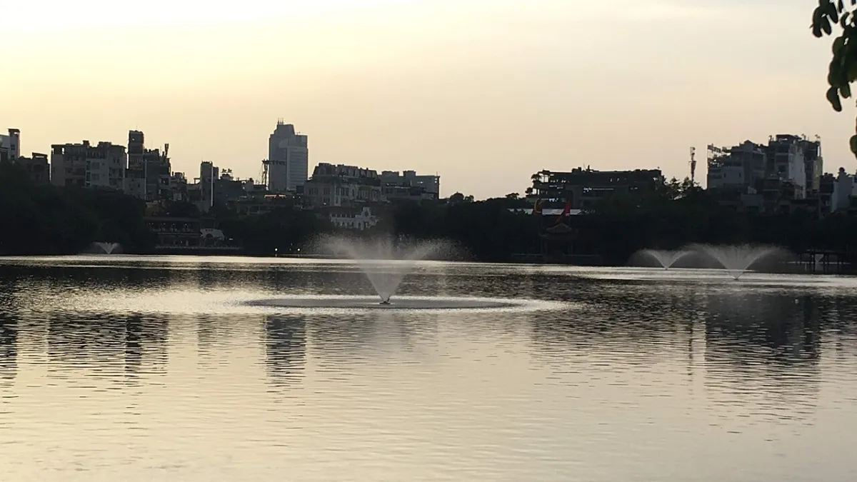 Sunset over Hoan Kiem Lake in central Hanoi