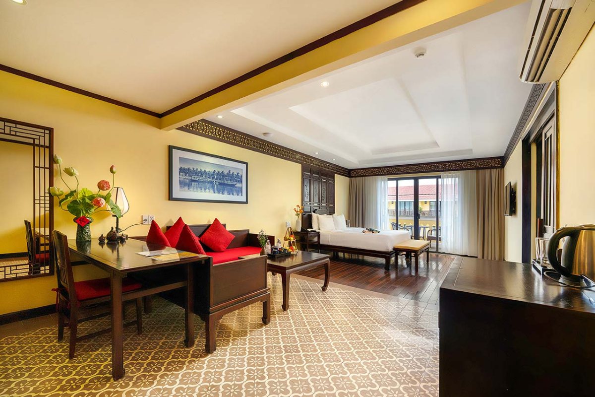 Living area of the Signature Suite at Hoi An Central Boutique Hotel