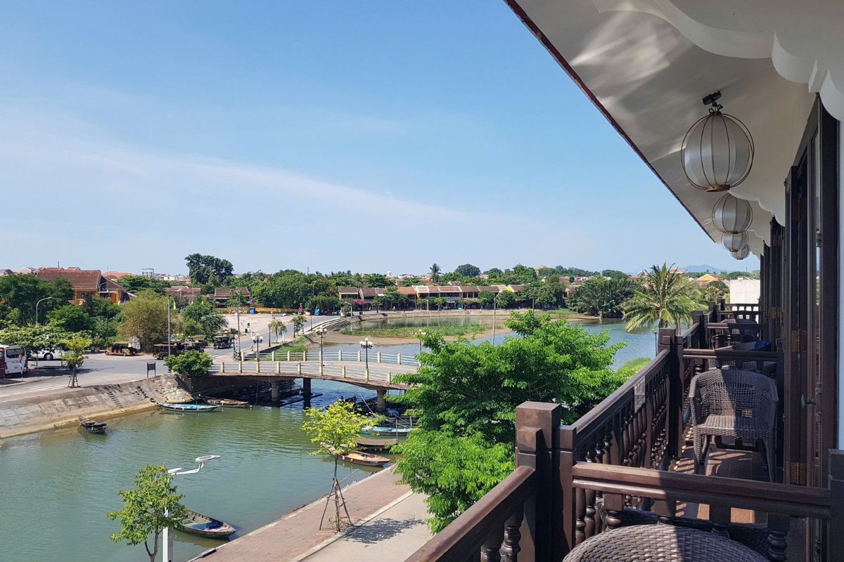 View of the Hoai River from a balcony at Little Hoi An
