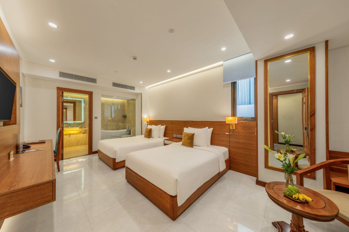 Deluxe Twin room at Mandila Beach Hotel