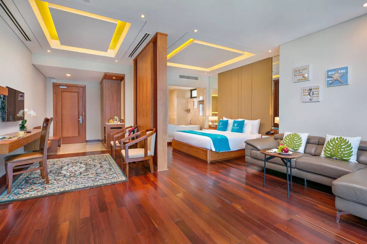 Living area of the suite at Mandila Beach Hotel