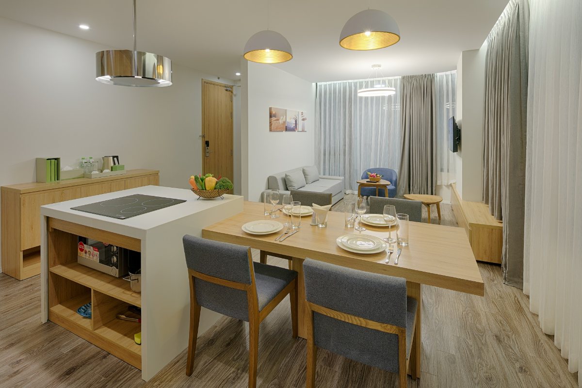 Dining area of the Residence apartment at Parosand Danang Hotel